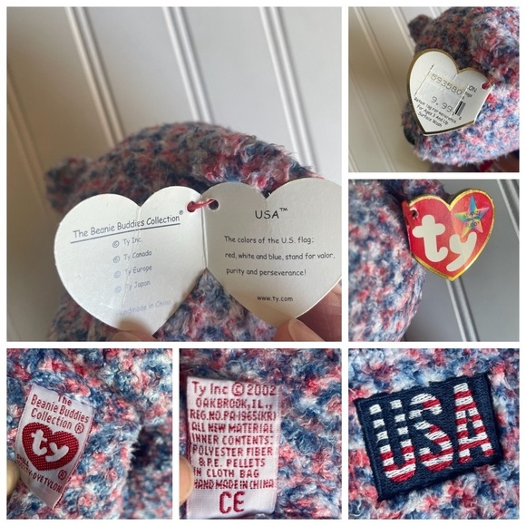 Ty Beanie Buddy USA the Bear NWT 2002 Plush Stuffed Animal Patriotic Exclusive - Picture 7 of 10